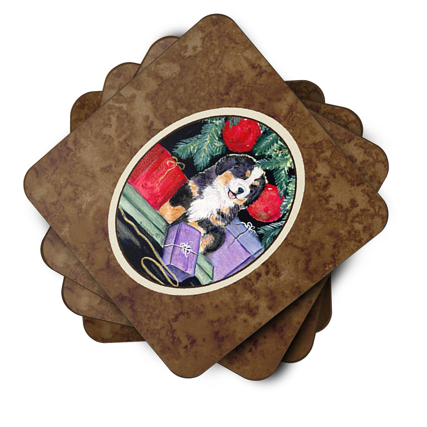 Bernese Mountain Dog Foam Coasters Set of 4 Cup Coasters for Indoor Outdoor, Tabletop Protection, Anti Slip, Mouse pad Material