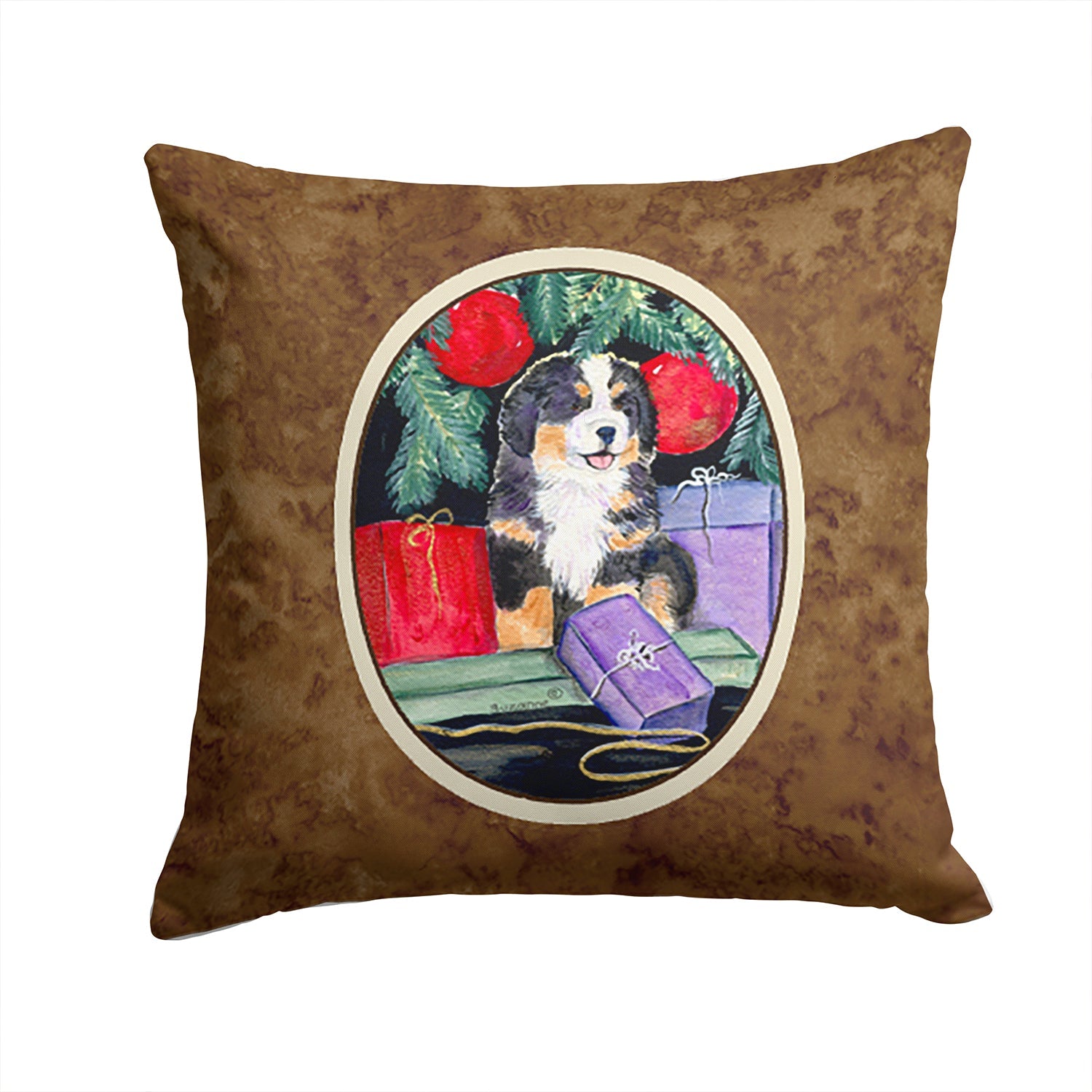 Bernese Mountain Dog Decorative Throw Pillow 14x14 Indoor Outdoor Accent Cushion, Fabric Cover with Insert for Sofa, Bed, Porch & Living Room