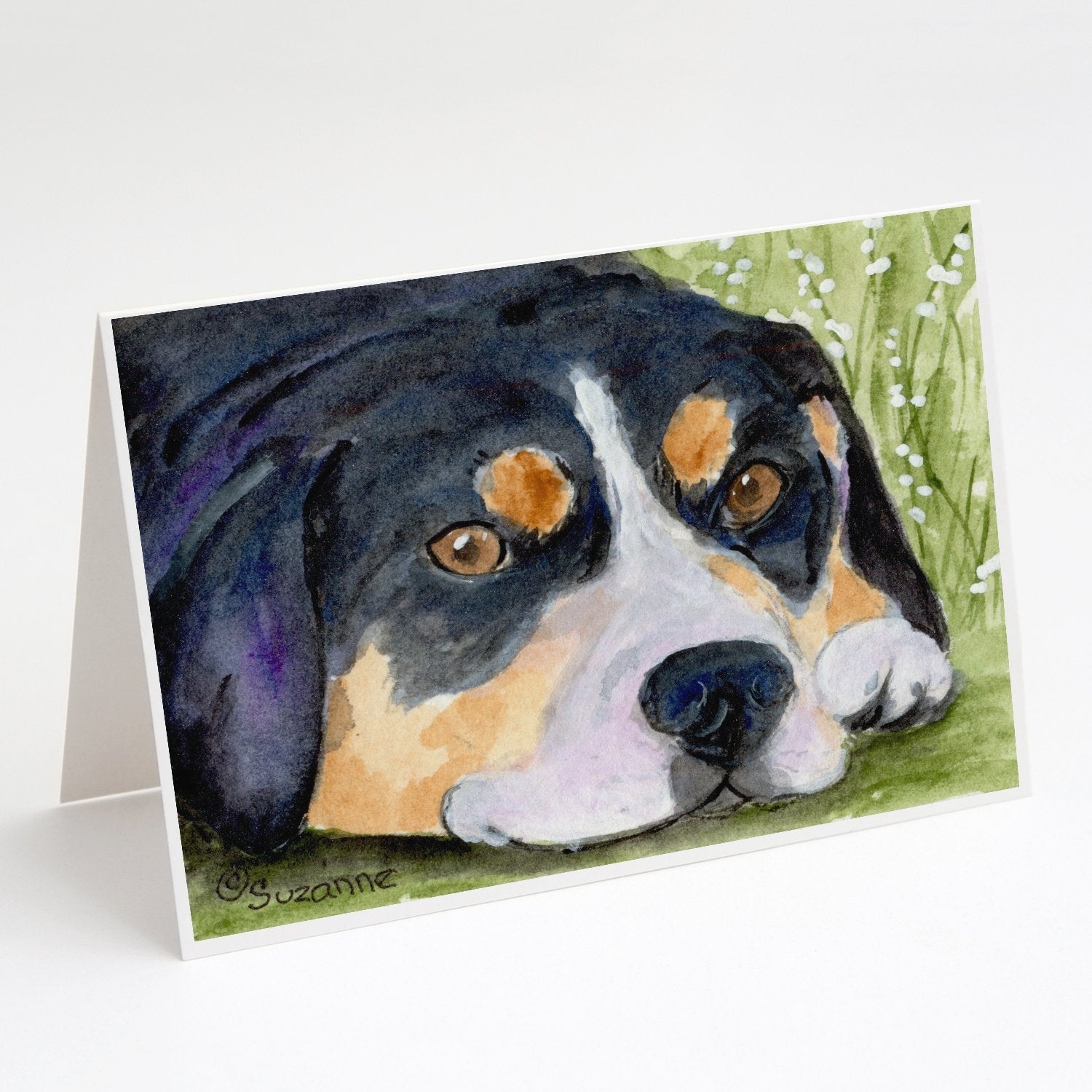 Entlebucher Mountain Dog Greeting Cards Pack of 8 Blank Cards with Envelopes Whimsical A7 Size 5x7