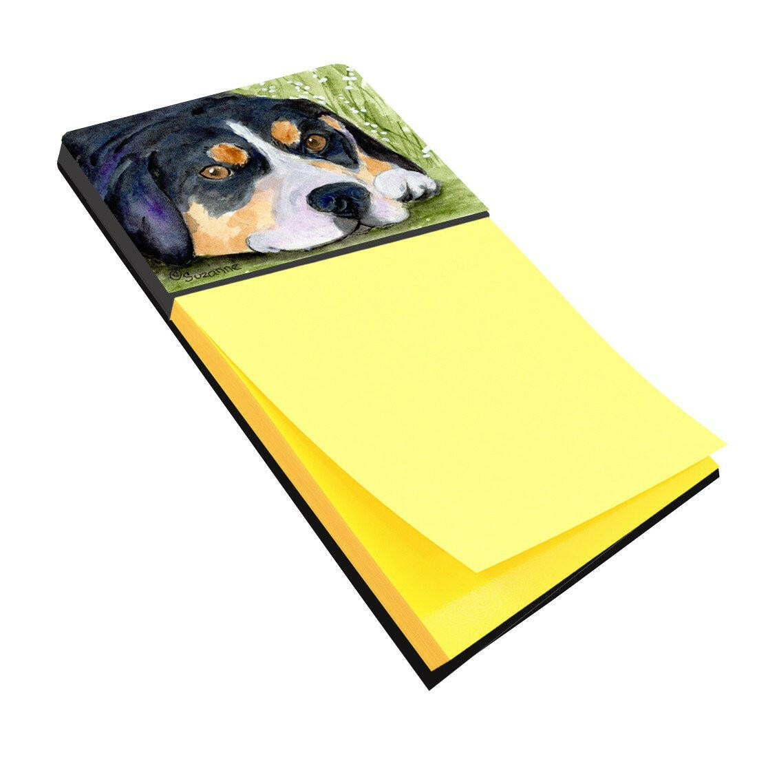 Entlebucher Mountain Dog Watercolor Sticky Note Holder Refillable Dispenser Desk Accessory 3x3 Pad Gift