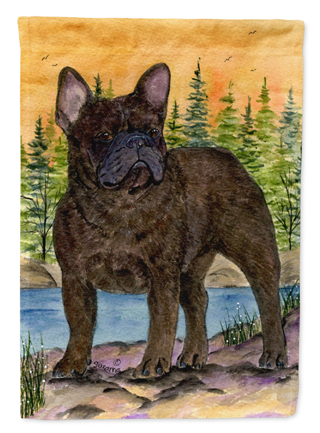 French Bulldog House Flag 28x40 Porch Sleeve Pole Decorative Outside Yard Banner Artwork Wall Hanging, Polyester