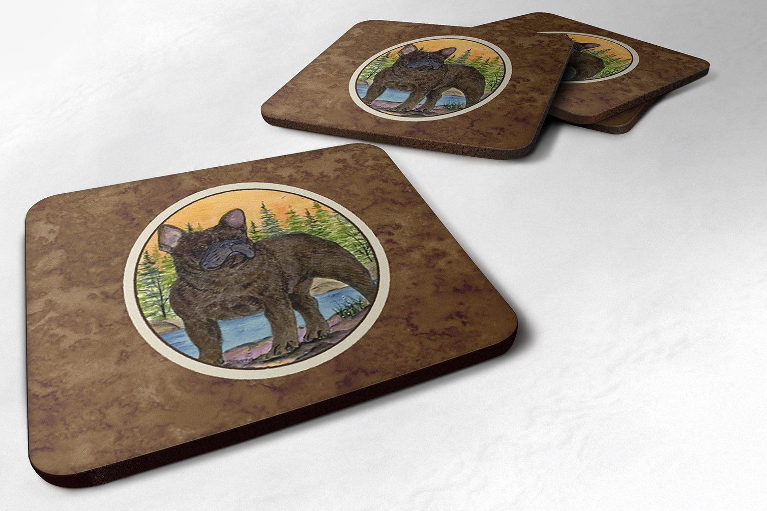 French Bulldog Foam Coasters Set of 4 Cup Coasters for Indoor Outdoor, Tabletop Protection, Anti Slip, Mouse pad Material