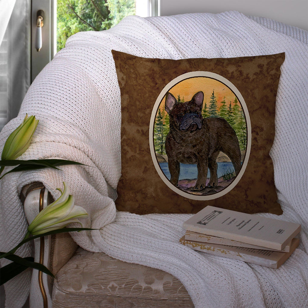 French Bulldog Decorative Throw Pillow 14x14 Indoor Outdoor Accent Cushion, Fabric Cover with Insert for Sofa, Bed, Porch & Living Room