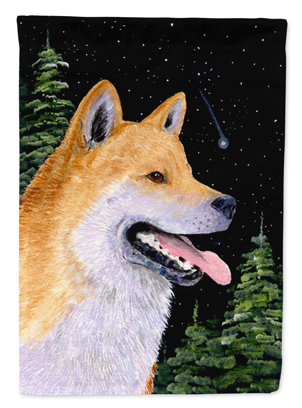 Shiba Inu House Flag 28x40 Porch Sleeve Pole Decorative Outside Yard Banner Artwork Wall Hanging, Polyester