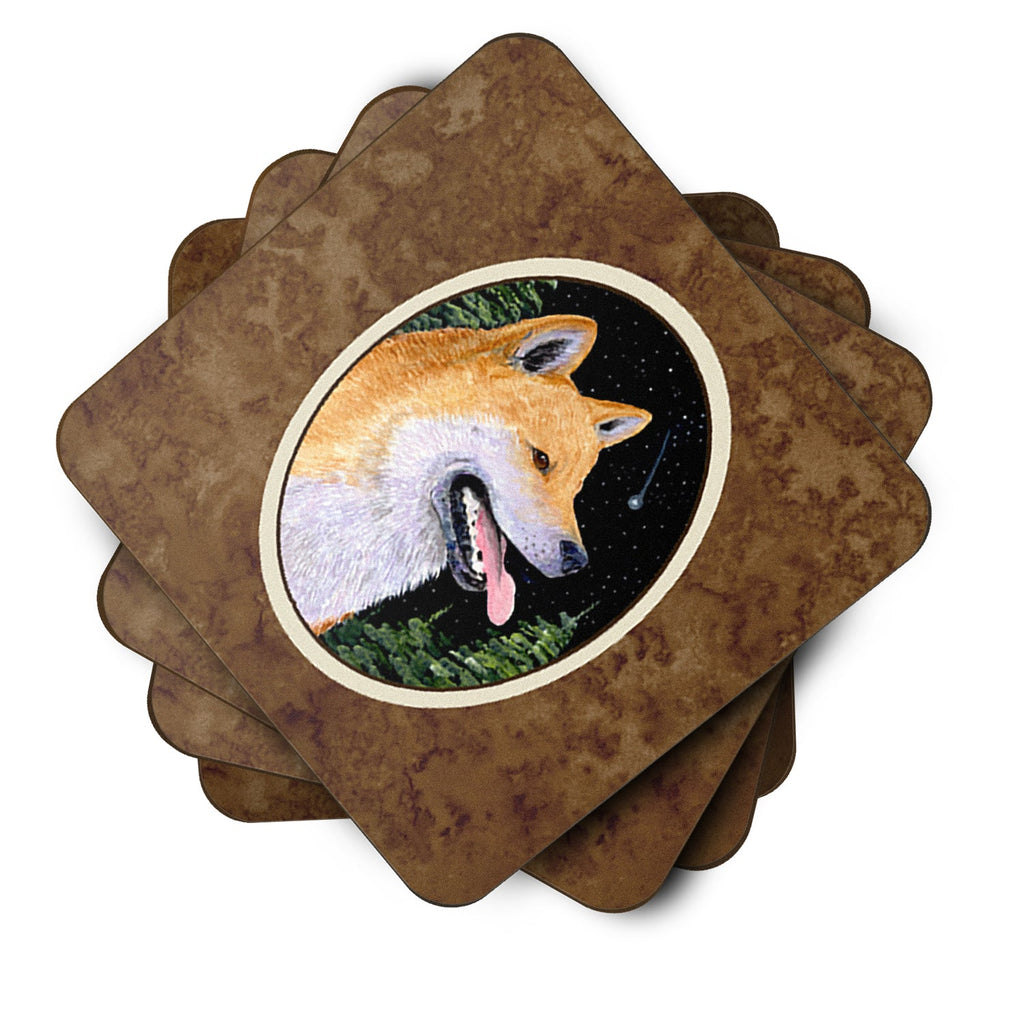 Shiba Inu Foam Coasters Set of 4 Cup Coasters for Indoor Outdoor, Tabletop Protection, Anti Slip, Mouse pad Material