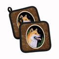 Shiba Inu Pot Holder Set of 2 Heat Resistant Quilted Hot Pads 7.5 x 7.5 Inch, Insulated Kitchen Trivets for Cooking & Baking