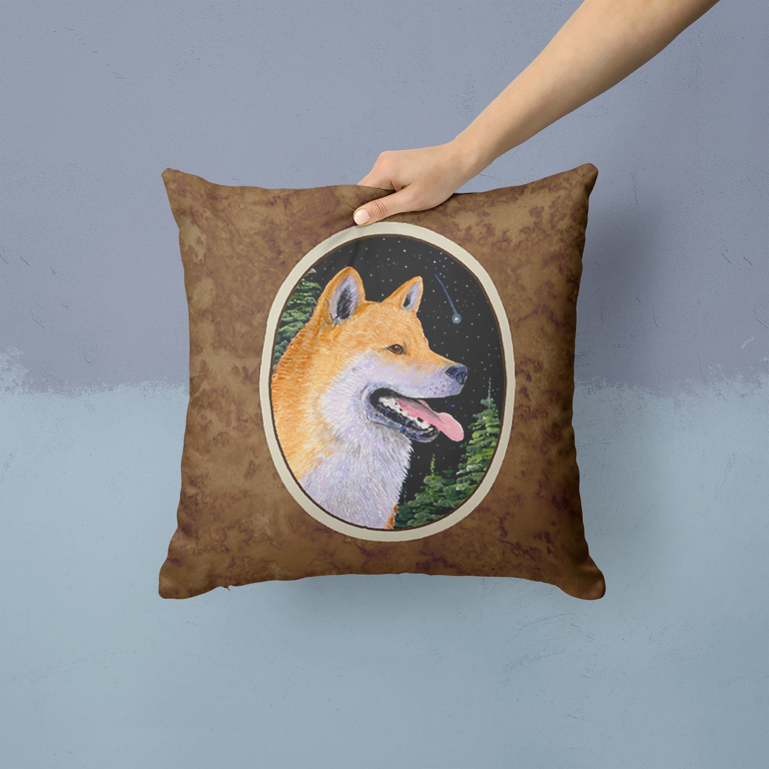 Shiba Inu Decorative Throw Pillow 14x14 Indoor Outdoor Accent Cushion, Fabric Cover with Insert for Sofa, Bed, Porch & Living Room
