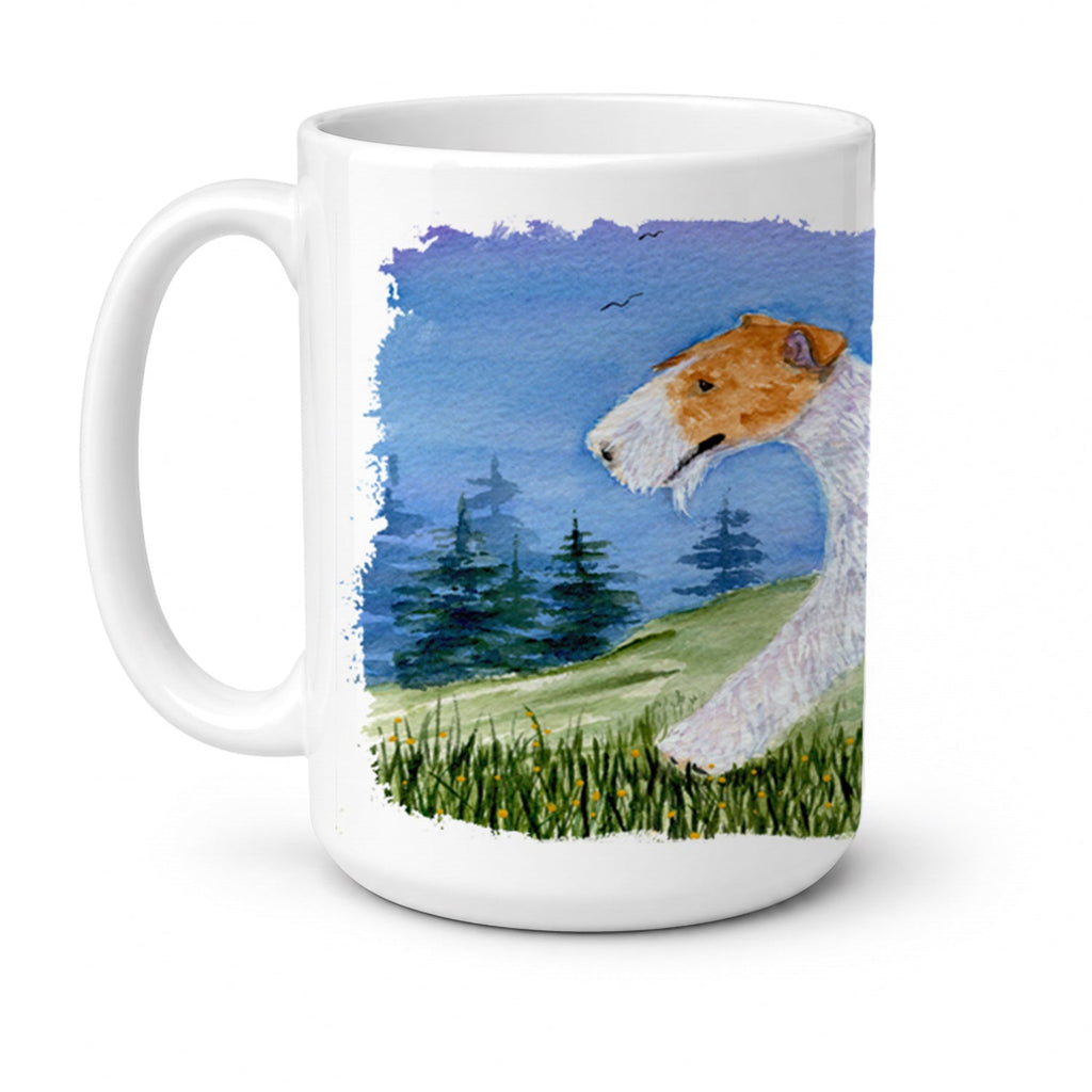 Fox Terrier Ceramic Coffee Mug 15 oz Decorative Large C Handle Mug Cup for Tea, Cocoa Hot Chocolate