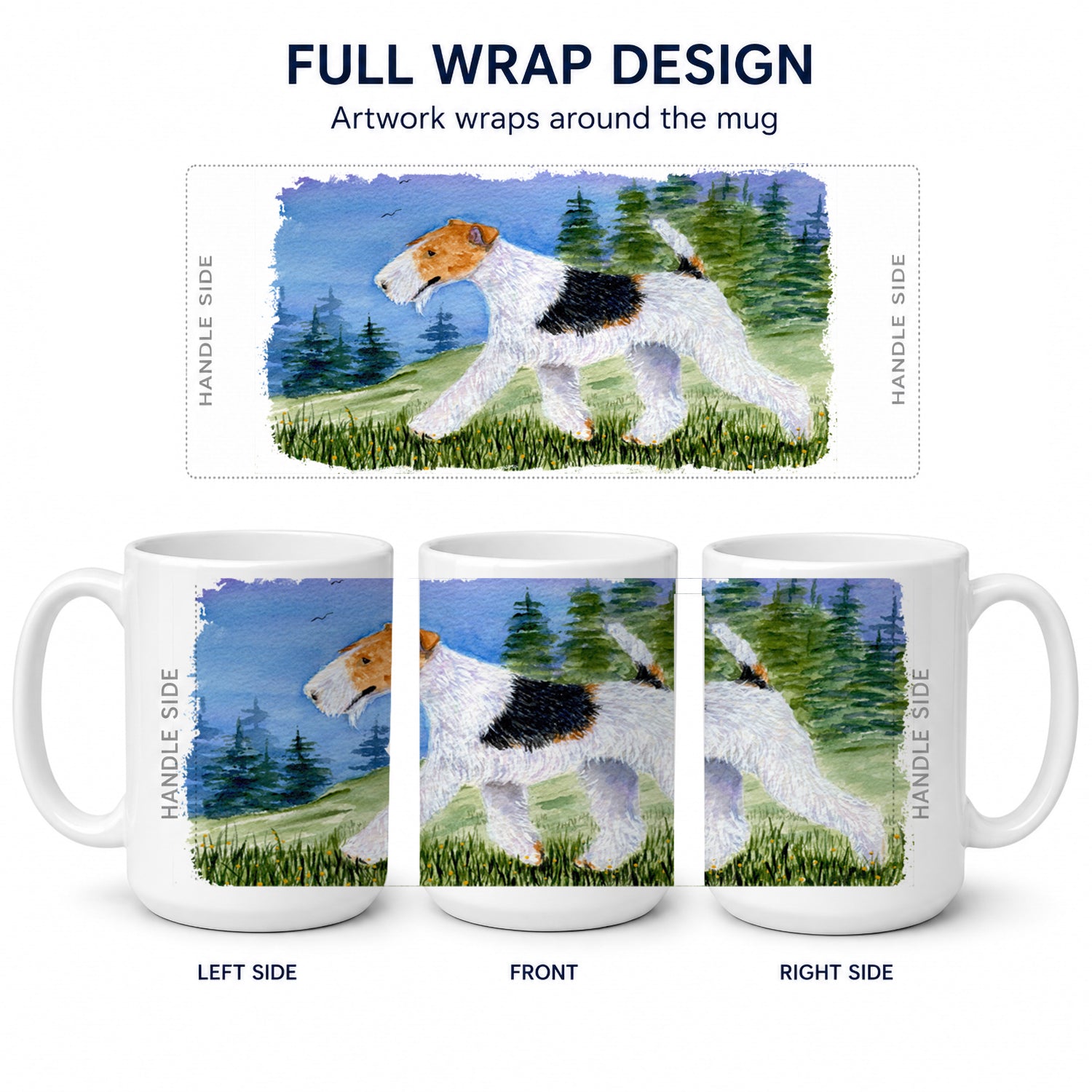 Fox Terrier Ceramic Coffee Mug 15 oz Decorative Large C Handle Mug Cup for Tea, Cocoa Hot Chocolate