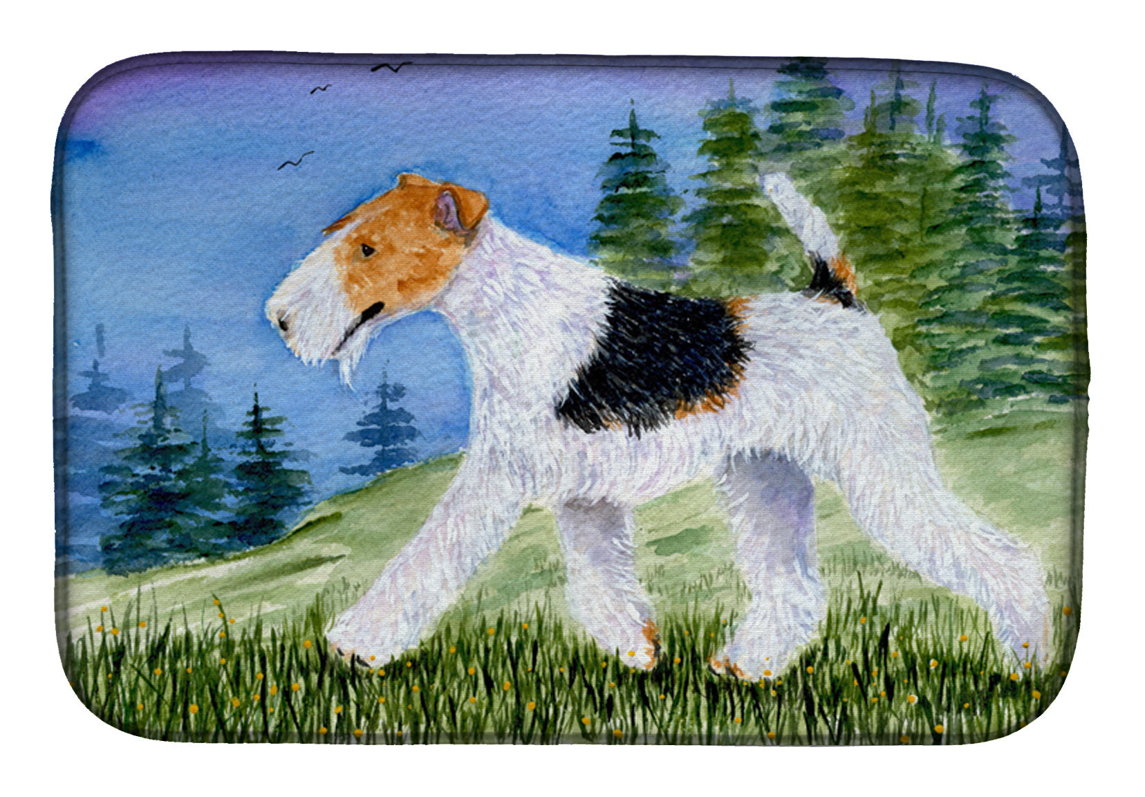 Fox Terrier Dish Drying Mat Absorbent Dish Drying Mat Pad for Kitchen Counter Dish Drainer Mat for Countertop, 14 x 21", Multicolor