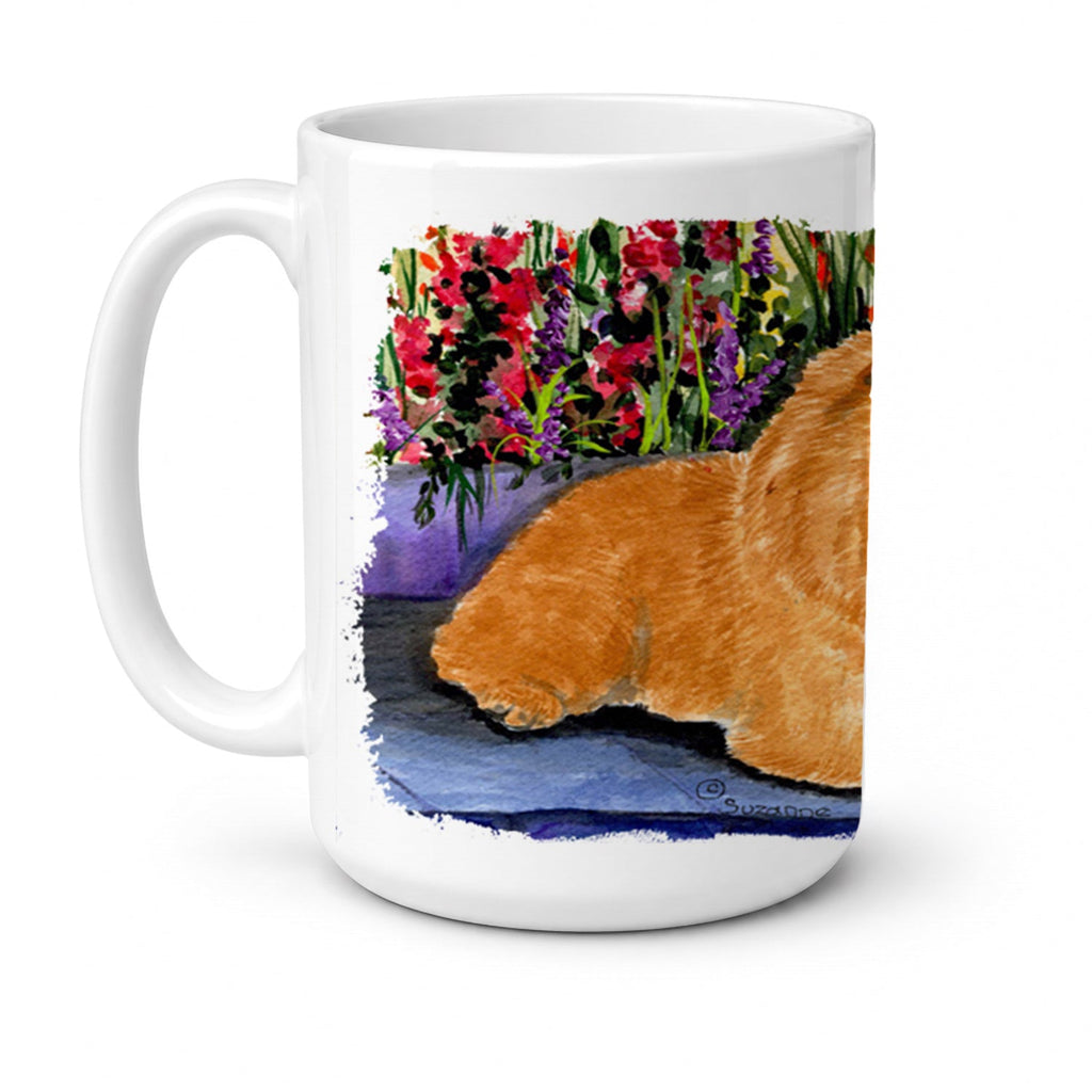 Chow Chow Ceramic Coffee Mug 15 oz Decorative Large C Handle Mug Cup for Tea, Cocoa Hot Chocolate