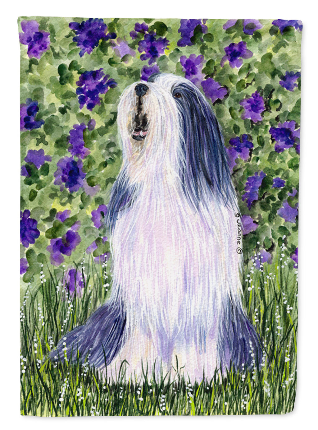 Bearded Collie House Flag 28x40 Porch Sleeve Pole Decorative Outside Yard Banner Artwork Wall Hanging, Polyester