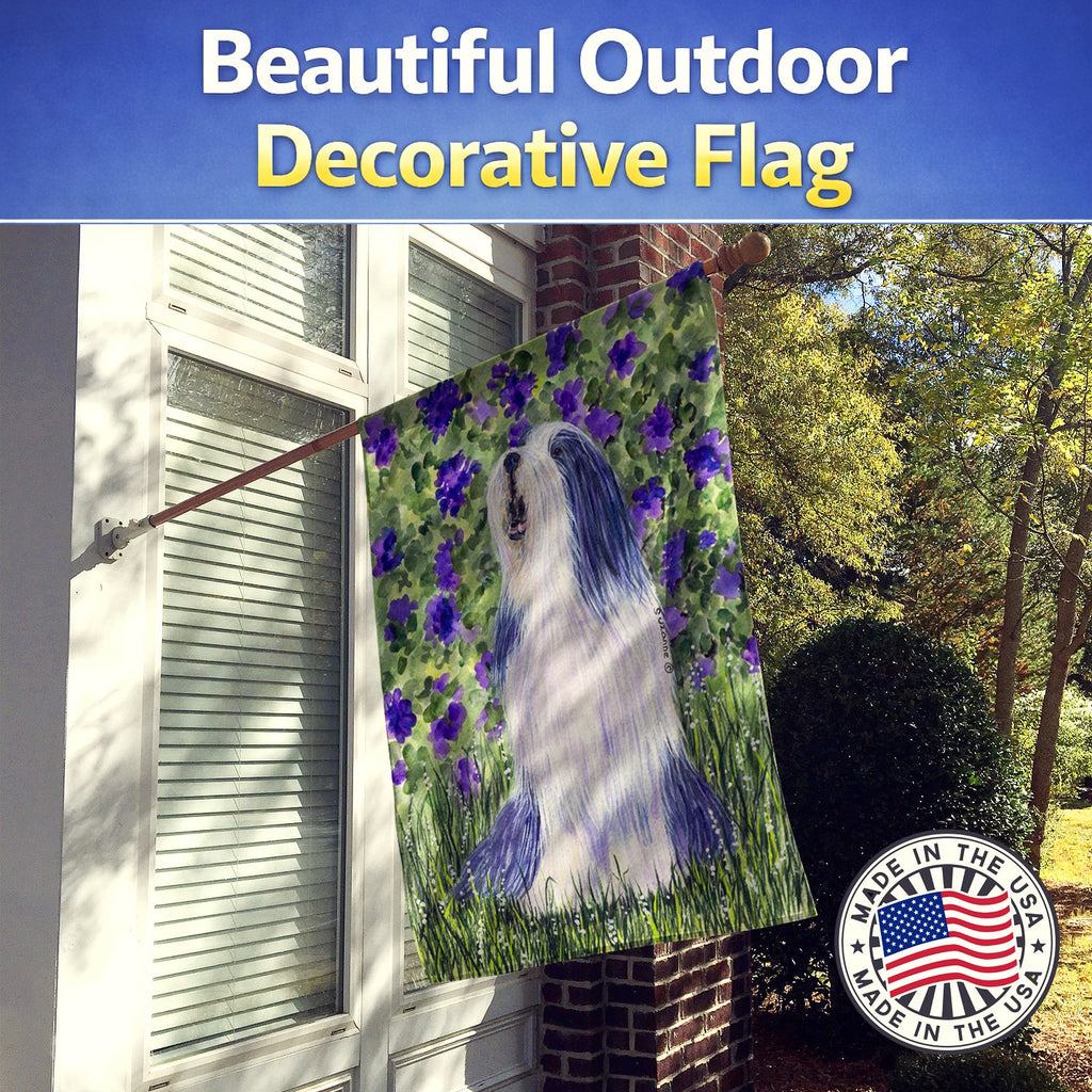 Bearded Collie House Flag 28x40 Porch Sleeve Pole Decorative Outside Yard Banner Artwork Wall Hanging, Polyester