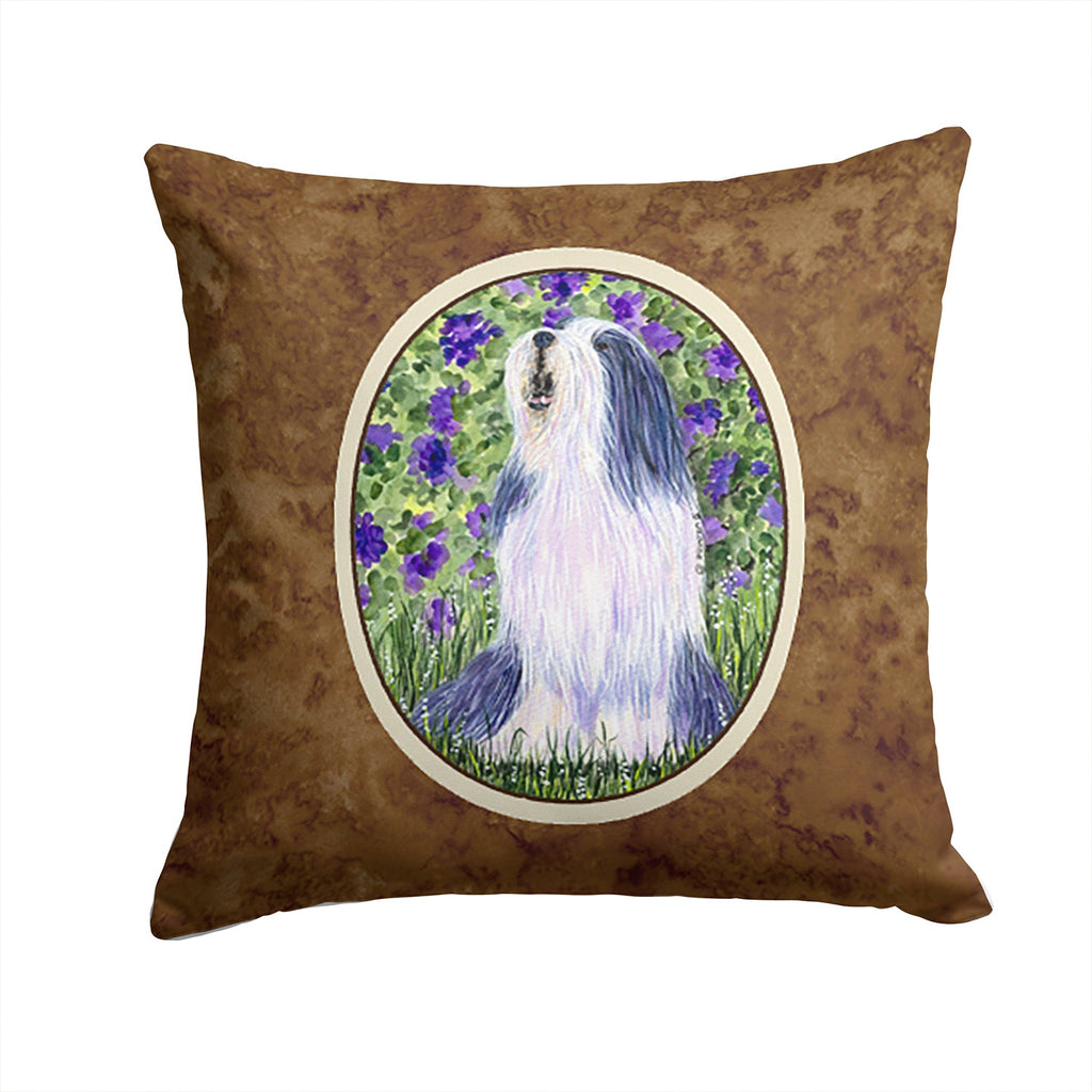 Bearded Collie Decorative Throw Pillow 14x14 Indoor Outdoor Accent Cushion, Fabric Cover with Insert for Sofa, Bed, Porch & Living Room