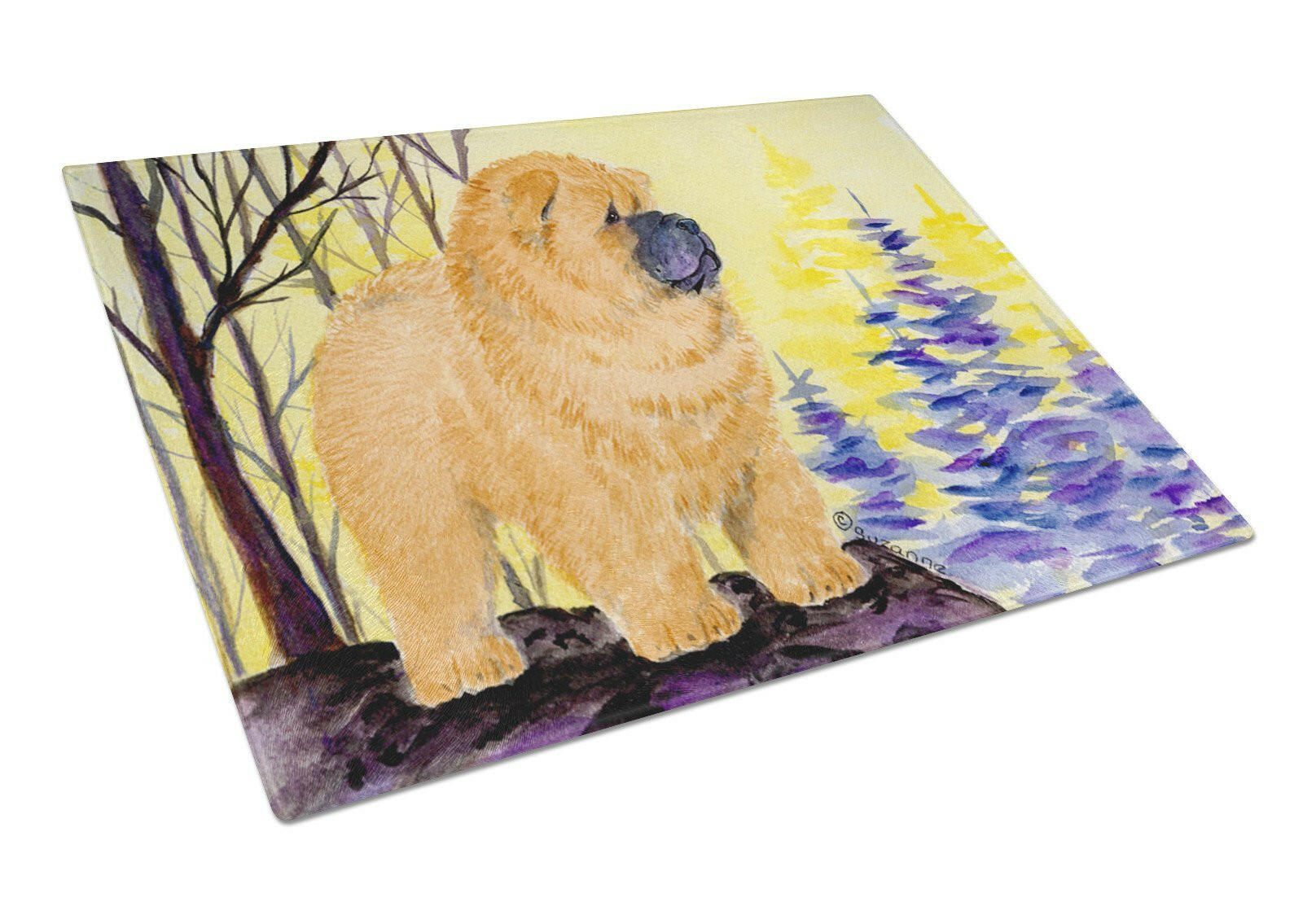 Chow Chow Cutting Board Tempered Glass Kitchen Cutting Surface, Heat Resistant Chopping, Non-Slip Feet, Food Prep & Serving
