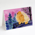 Pomeranian Greeting Cards Pack of 8 Blank Cards with Envelopes Whimsical A7 Size 5x7