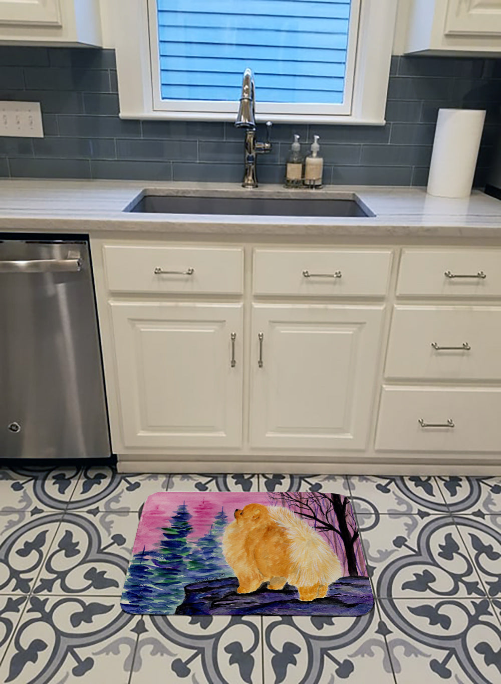 Pomeranian Memory Foam Kitchen Mat Machine Washable Anti-Fatigue Cushion Comfort Bath or Kitchen Rug