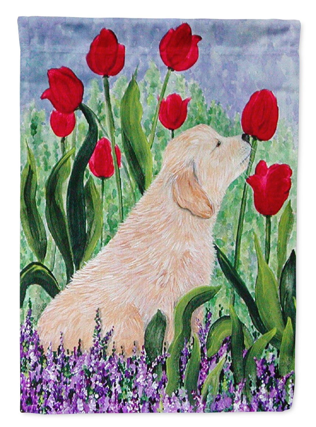 Golden Retriever House Flag 28x40 Porch Sleeve Pole Decorative Outside Yard Banner Artwork Wall Hanging, Polyester
