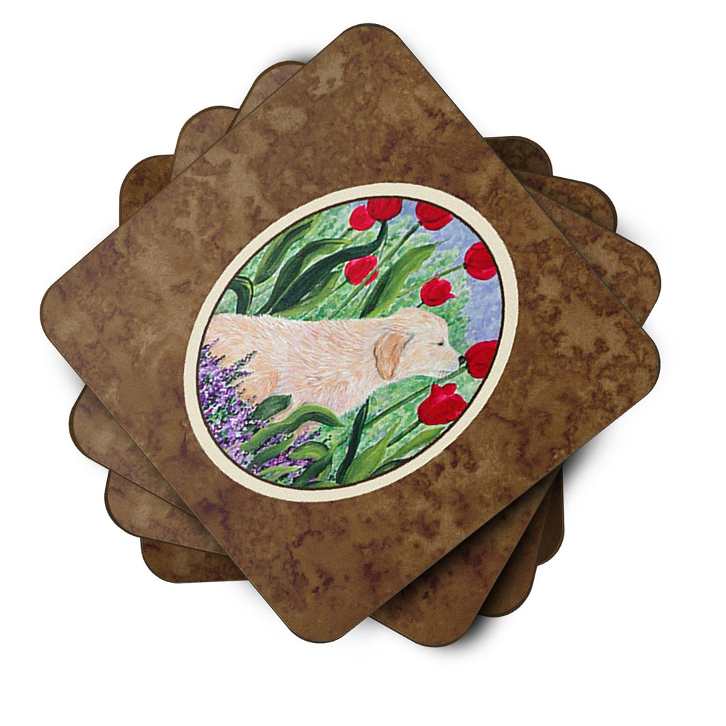 Golden Retriever Foam Coasters Set of 4 Cup Coasters for Indoor Outdoor, Tabletop Protection, Anti Slip, Mouse pad Material