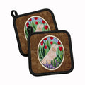 Golden Retriever Pot Holder Set of 2 Heat Resistant Quilted Hot Pads 7.5 x 7.5 Inch, Insulated Kitchen Trivets for Cooking & Baking