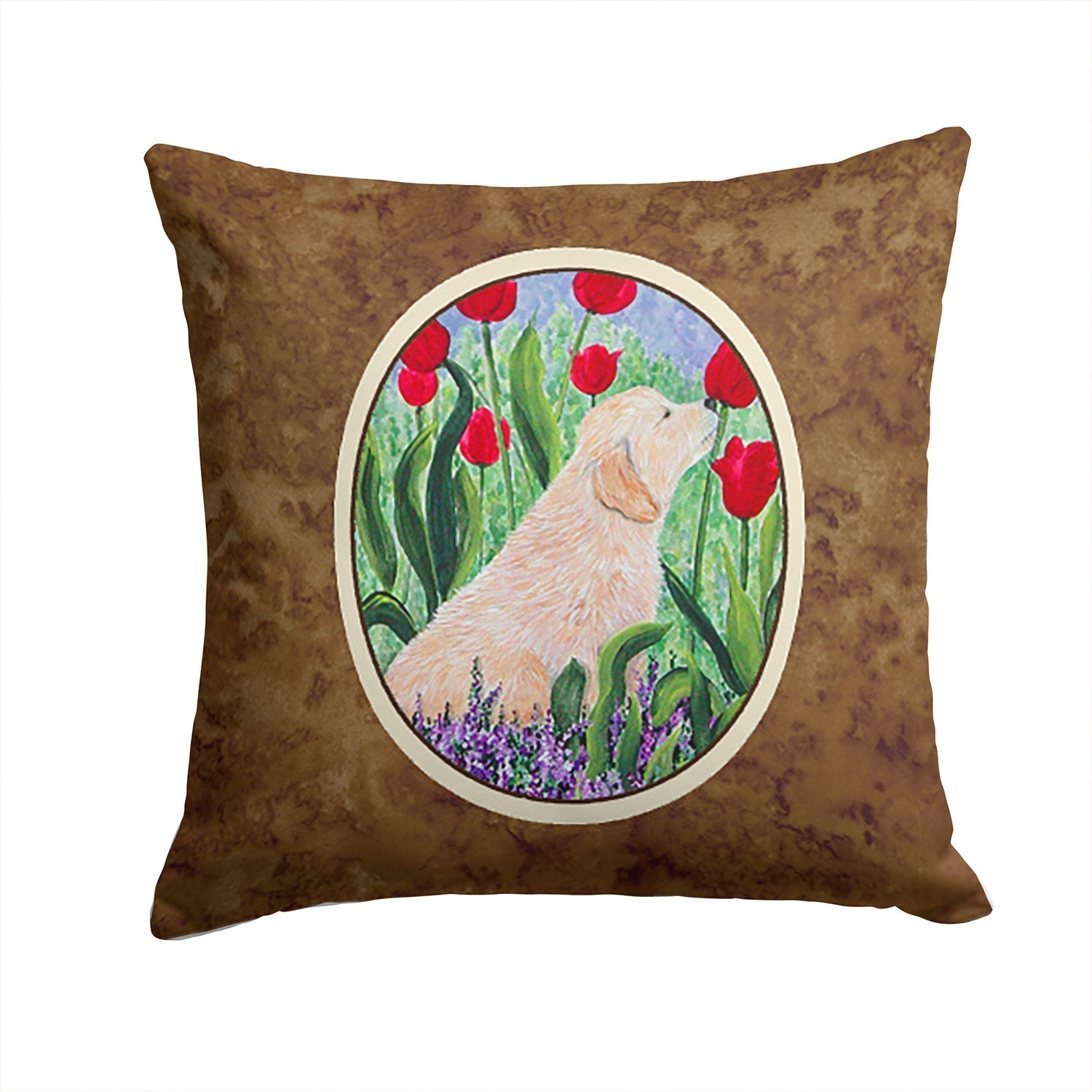 Golden Retriever Decorative Throw Pillow 14x14 Indoor Outdoor Accent Cushion, Fabric Cover with Insert for Sofa, Bed, Porch & Living Room