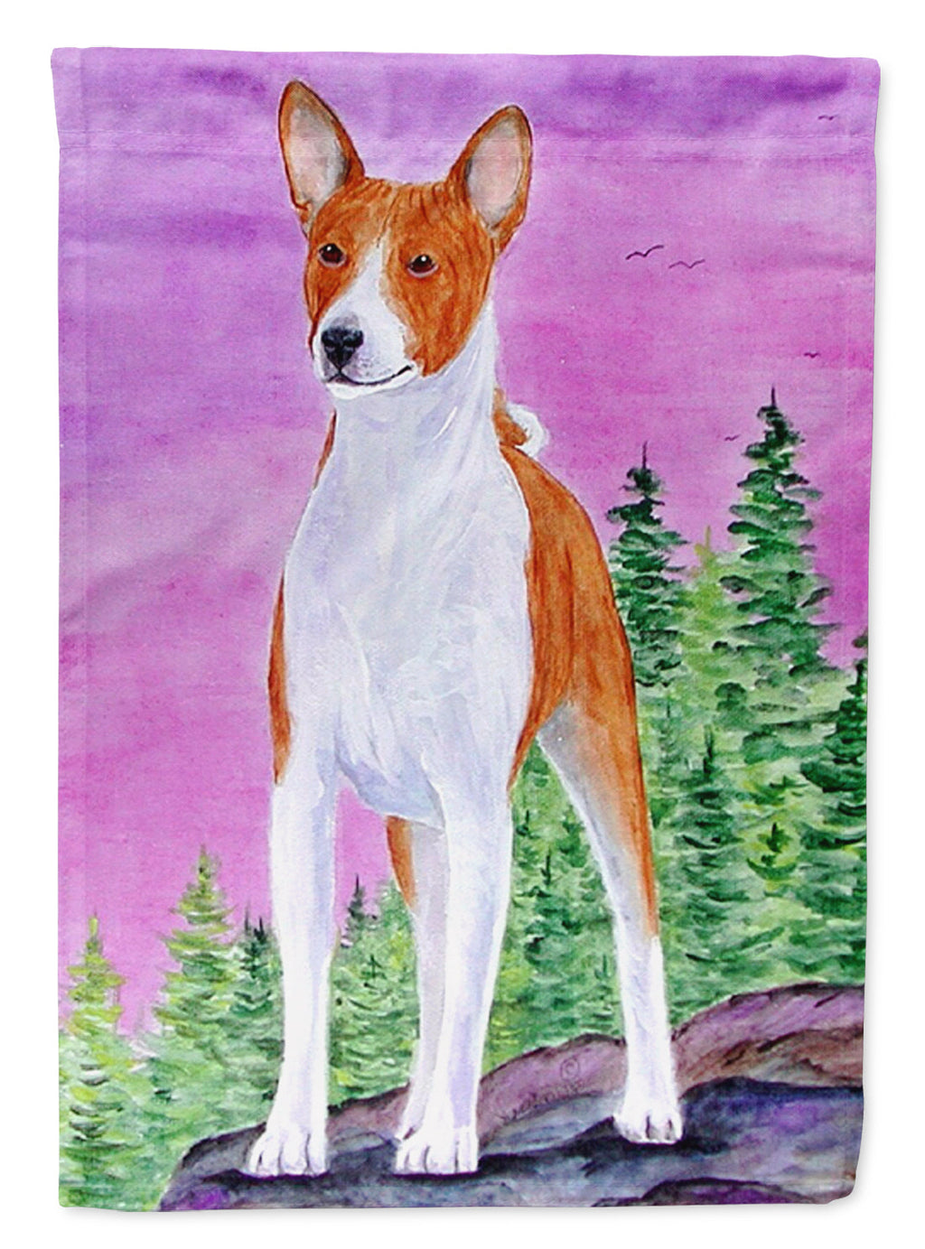 Basenji House Flag 28x40 Porch Sleeve Pole Decorative Outside Yard Banner Artwork Wall Hanging, Polyester