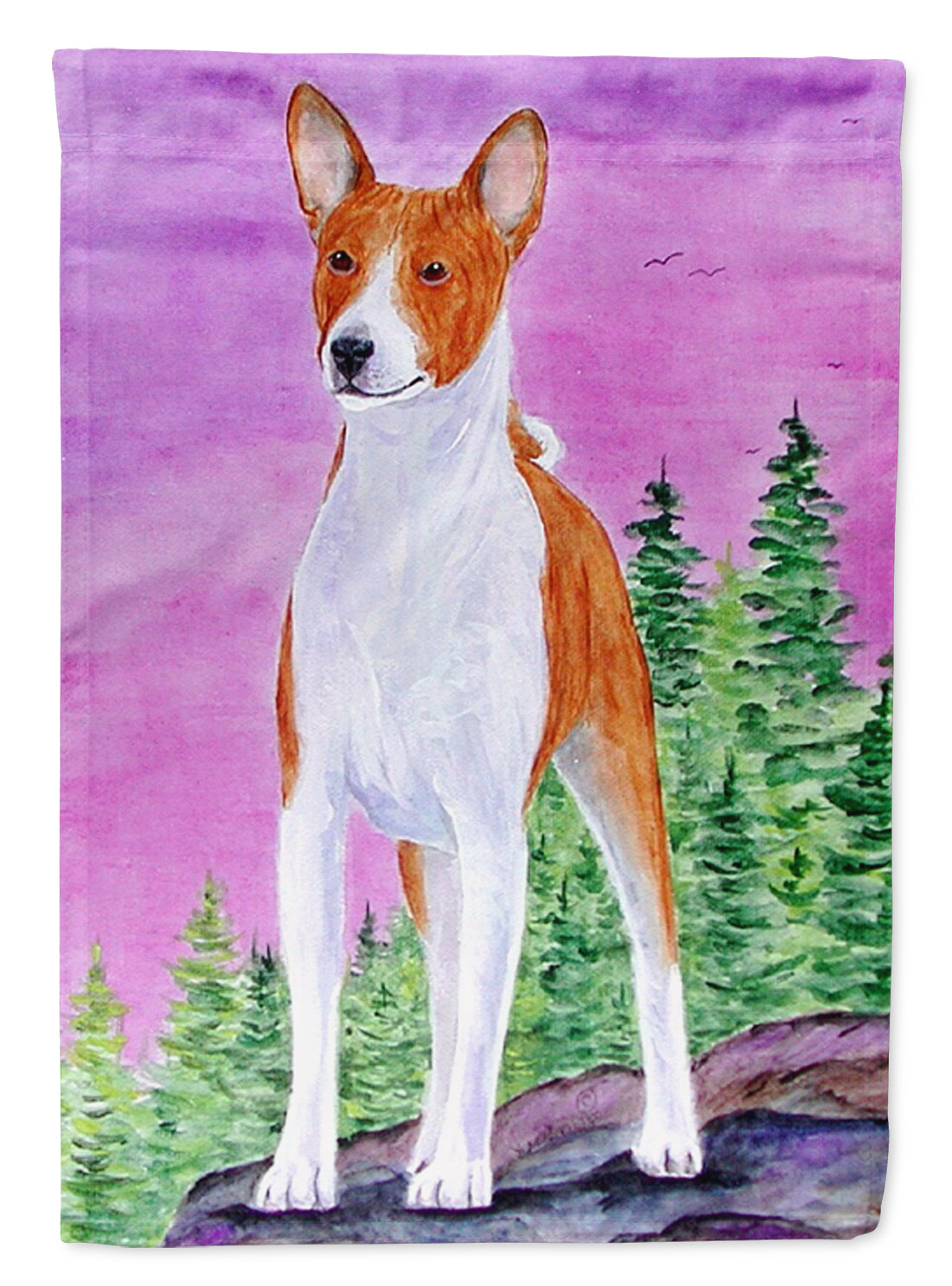 Basenji House Flag 28x40 Porch Sleeve Pole Decorative Outside Yard Banner Artwork Wall Hanging, Polyester