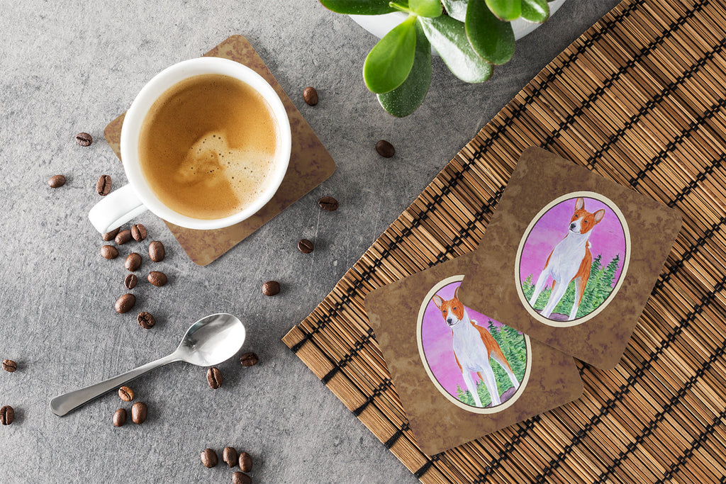 Basenji Foam Coasters Set of 4 Cup Coasters for Indoor Outdoor, Tabletop Protection, Anti Slip, Mouse pad Material
