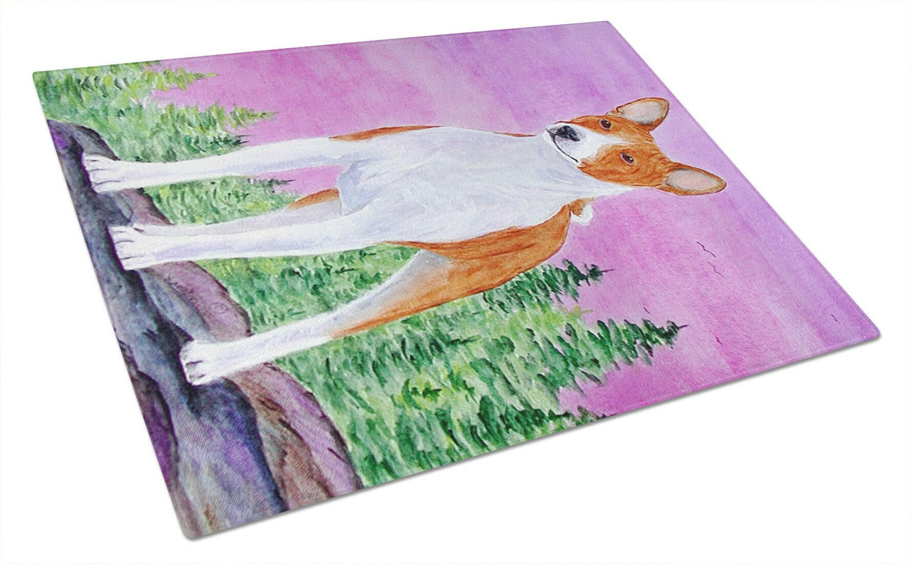Basenji Cutting Board Tempered Glass Kitchen Cutting Surface, Heat Resistant Chopping, Non-Slip Feet, Food Prep & Serving