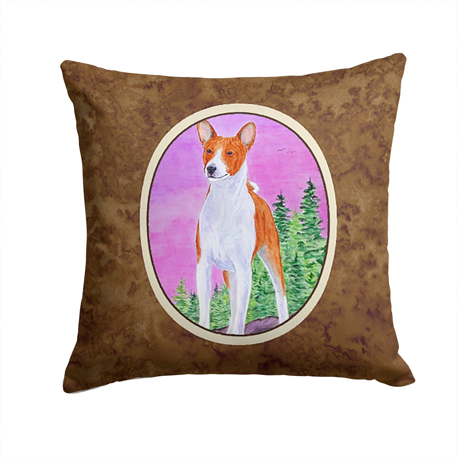 Basenji Decorative Throw Pillow 14x14 Indoor Outdoor Accent Cushion, Fabric Cover with Insert for Sofa, Bed, Porch & Living Room