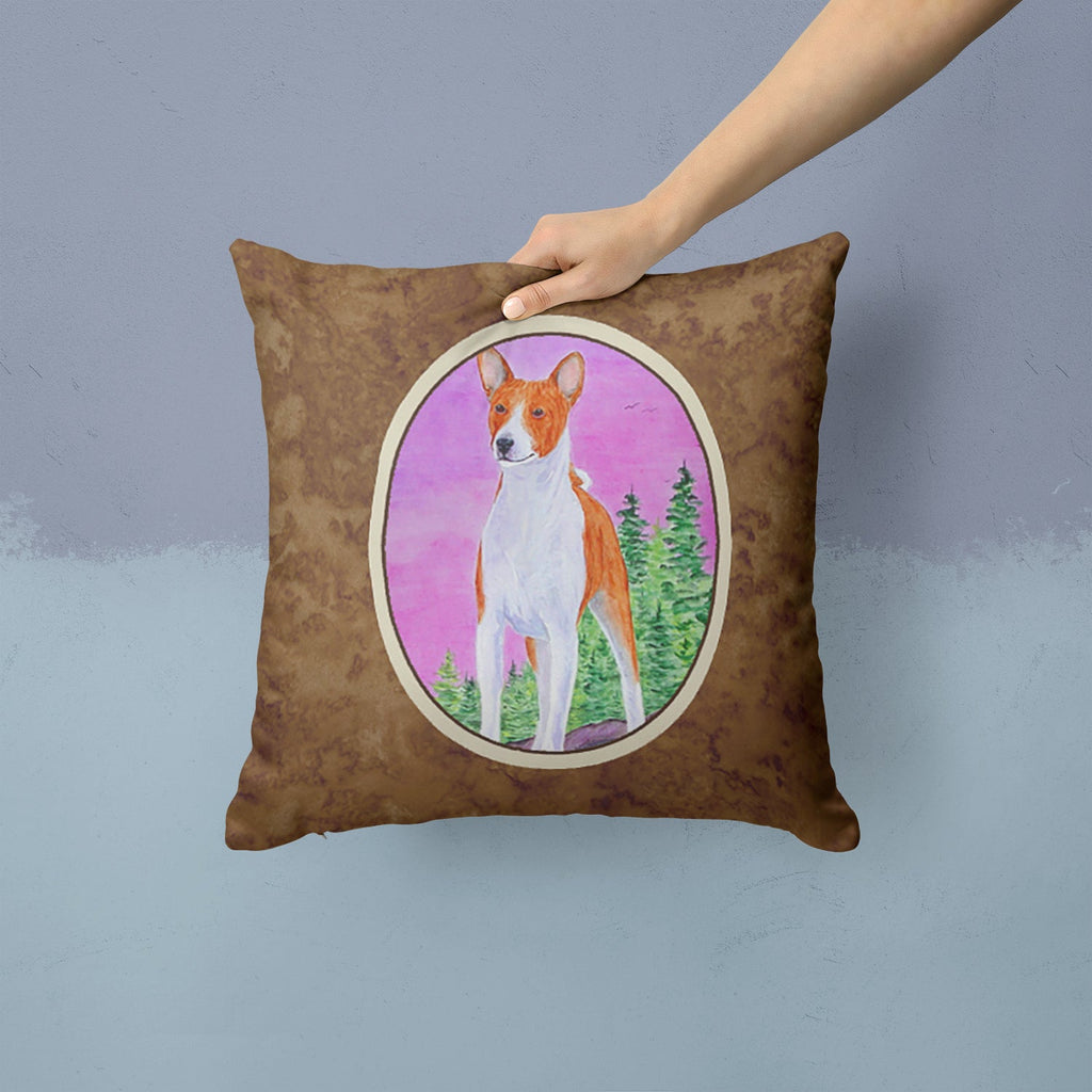 Basenji Decorative Throw Pillow 14x14 Indoor Outdoor Accent Cushion, Fabric Cover with Insert for Sofa, Bed, Porch & Living Room