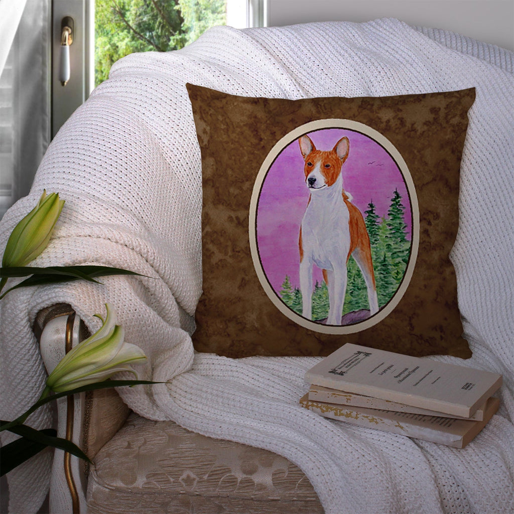 Basenji Decorative Throw Pillow 14x14 Indoor Outdoor Accent Cushion, Fabric Cover with Insert for Sofa, Bed, Porch & Living Room