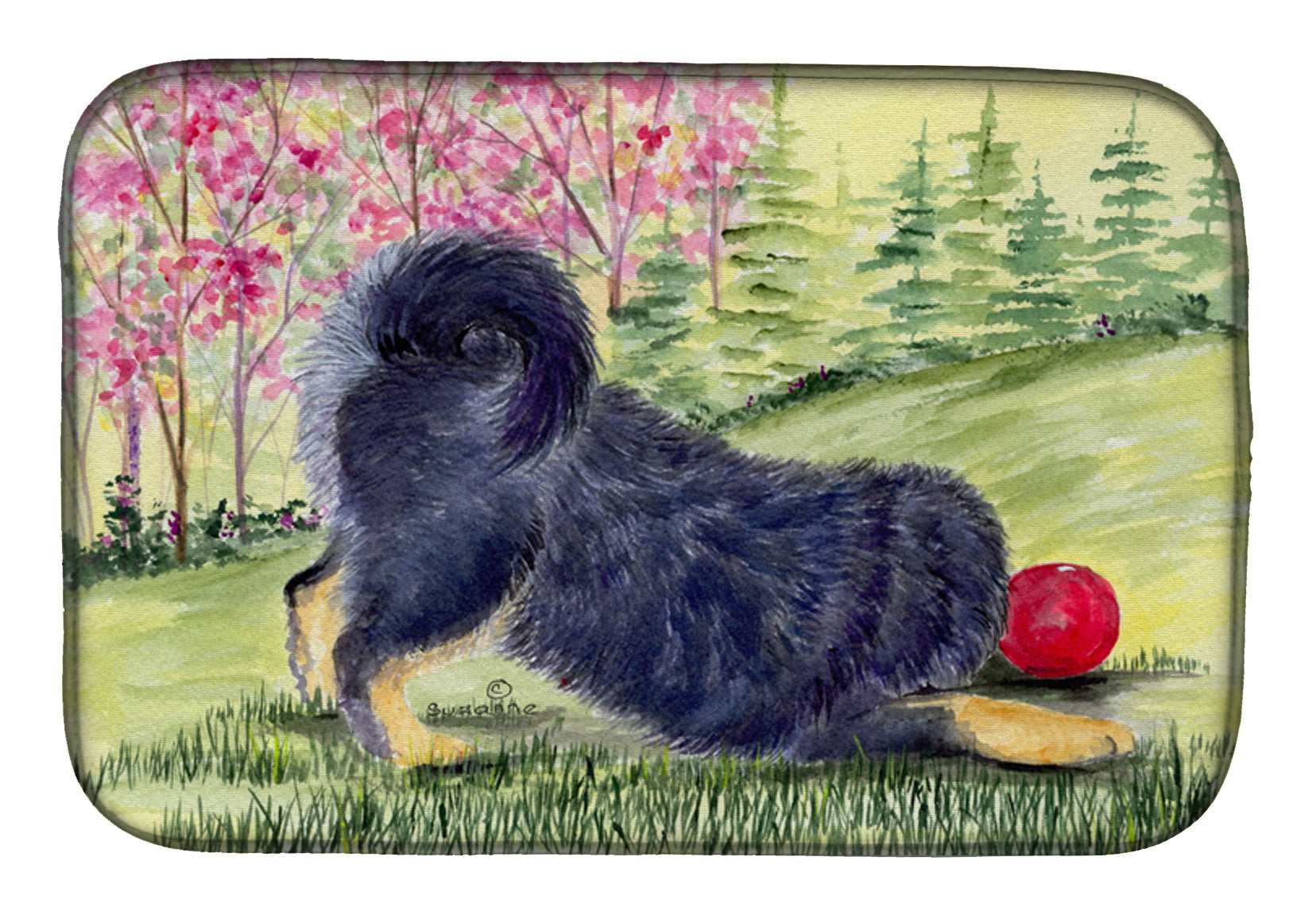 Tibetan Mastiff Dish Drying Mat Absorbent Dish Drying Mat Pad for Kitchen Counter Dish Drainer Mat for Countertop, 14 x 21", Multicolor
