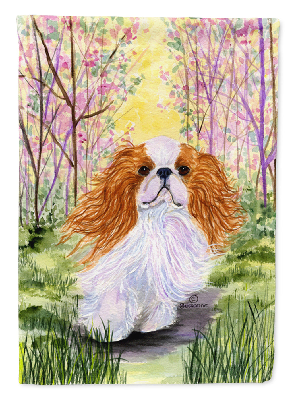English Toy Spaniel House Flag 28x40 Porch Sleeve Pole Decorative Outside Yard Banner Artwork Wall Hanging, Polyester
