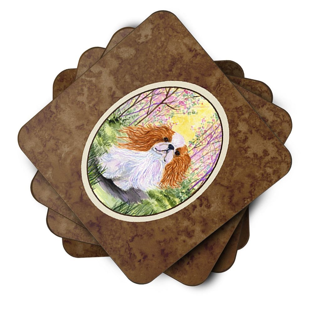 English Toy Spaniel Foam Coasters Set of 4 Cup Coasters for Indoor Outdoor, Tabletop Protection, Anti Slip, Mouse pad Material