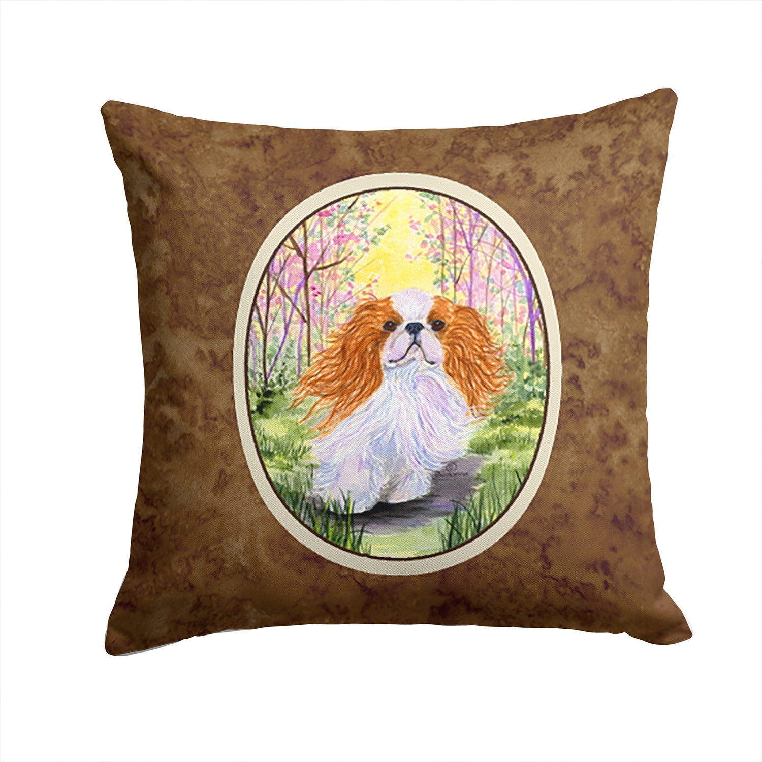 English Toy Spaniel Decorative Throw Pillow 14x14 Indoor Outdoor Accent Cushion, Fabric Cover with Insert for Sofa, Bed, Porch & Living Room