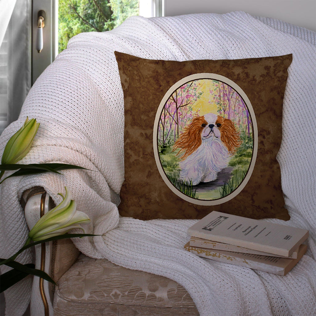 English Toy Spaniel Decorative Throw Pillow 14x14 Indoor Outdoor Accent Cushion, Fabric Cover with Insert for Sofa, Bed, Porch & Living Room