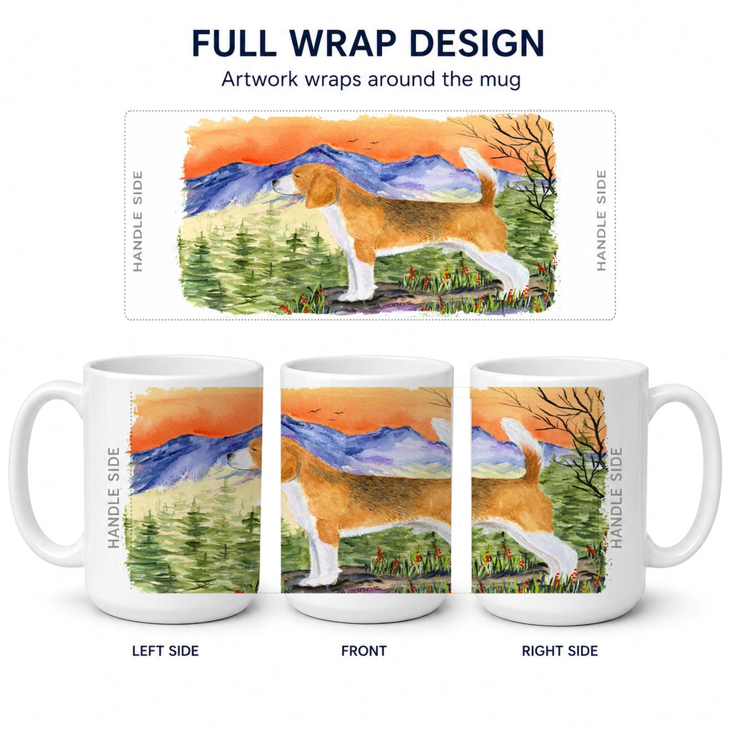 Beagle Ceramic Coffee Mug 15 oz Decorative Large C Handle Mug Cup for Tea, Cocoa Hot Chocolate