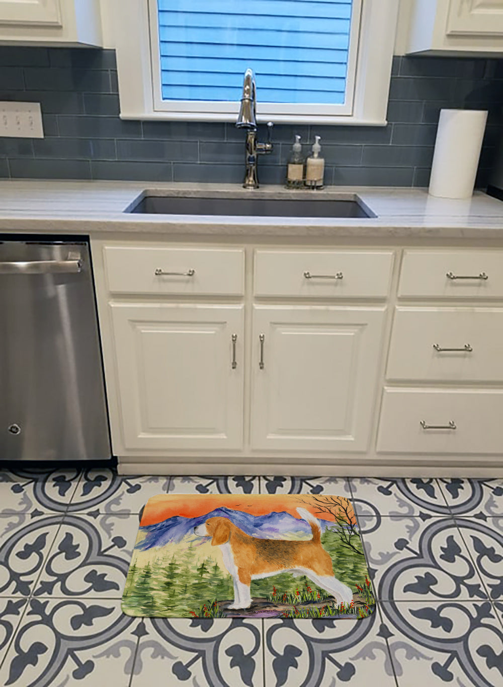 Beagle Memory Foam Kitchen Mat Machine Washable Anti-Fatigue Cushion Comfort Bath or Kitchen Rug