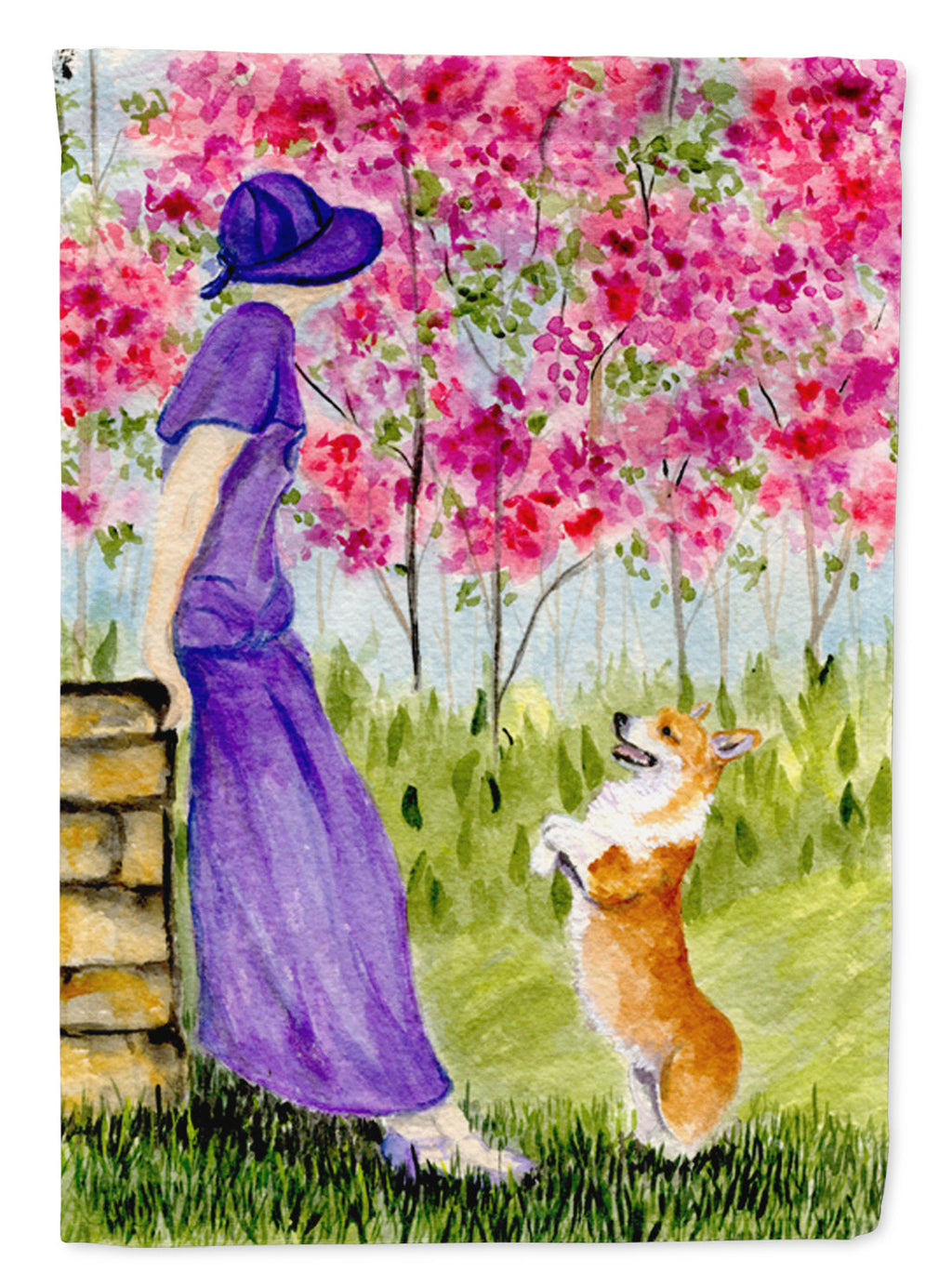 Corgi House Flag 28x40 Porch Sleeve Pole Decorative Outside Yard Banner Artwork Wall Hanging, Polyester