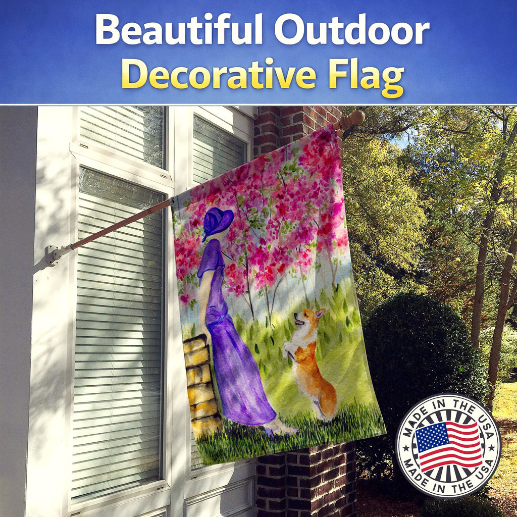 Corgi House Flag 28x40 Porch Sleeve Pole Decorative Outside Yard Banner Artwork Wall Hanging, Polyester