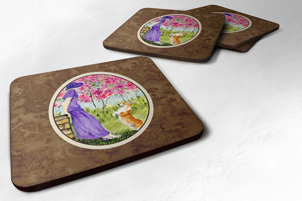 Corgi Foam Coasters Set of 4 Cup Coasters for Indoor Outdoor, Tabletop Protection, Anti Slip, Mouse pad Material