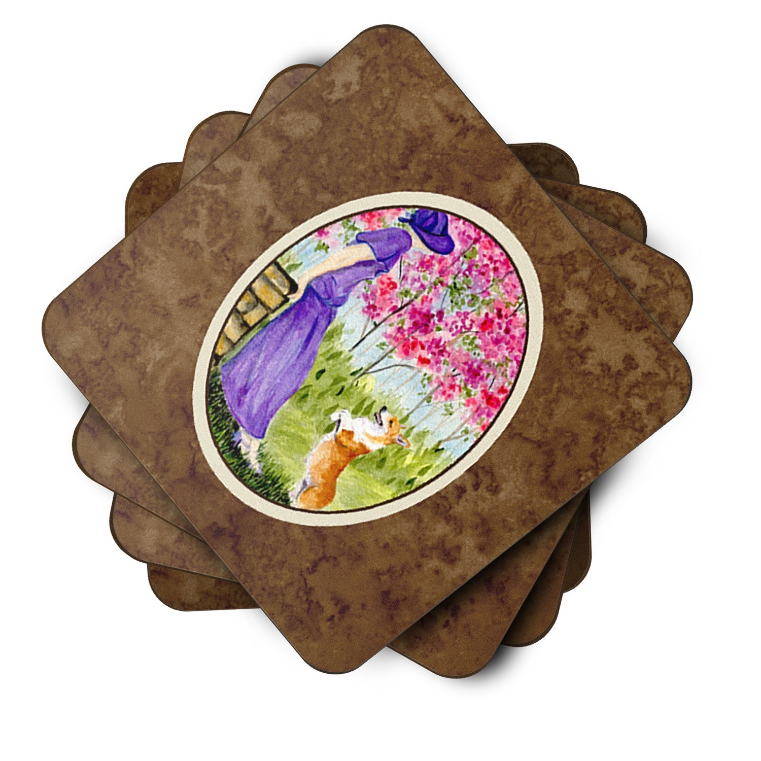 Corgi Foam Coasters Set of 4 Cup Coasters for Indoor Outdoor, Tabletop Protection, Anti Slip, Mouse pad Material