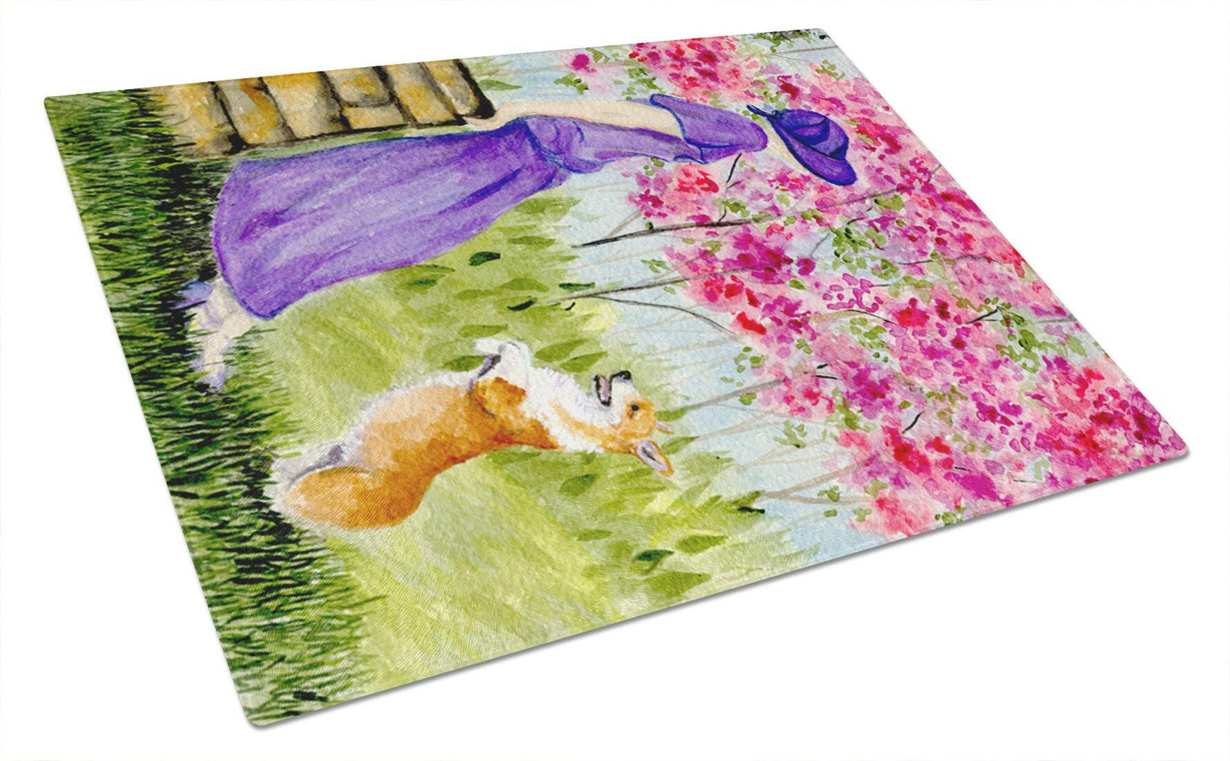 Corgi Cutting Board Tempered Glass Kitchen Cutting Surface, Heat Resistant Chopping, Non-Slip Feet, Food Prep & Serving