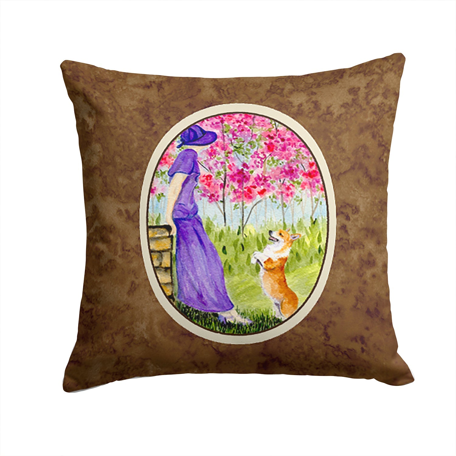 Corgi Decorative Throw Pillow 14x14 Indoor Outdoor Accent Cushion, Fabric Cover with Insert for Sofa, Bed, Porch & Living Room