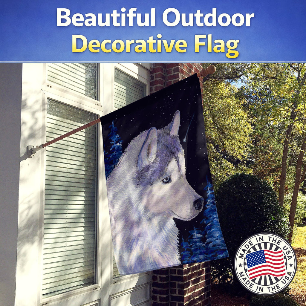 Siberian Husky House Flag 28x40 Porch Sleeve Pole Decorative Outside Yard Banner Artwork Wall Hanging, Polyester