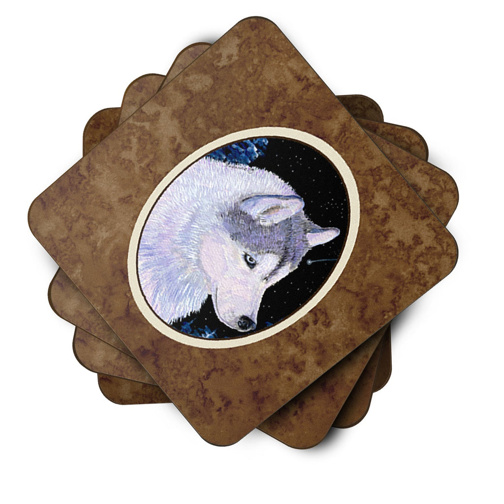 Siberian Husky Foam Coasters Set of 4 Cup Coasters for Indoor Outdoor, Tabletop Protection, Anti Slip, Mouse pad Material
