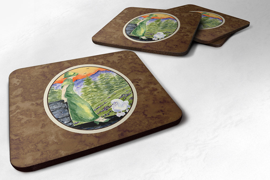 Poodle Foam Coasters Set of 4 Cup Coasters for Indoor Outdoor, Tabletop Protection, Anti Slip, Mouse pad Material