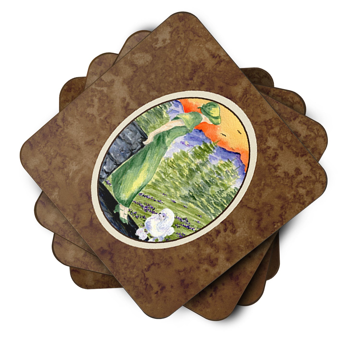 Poodle Foam Coasters Set of 4 Cup Coasters for Indoor Outdoor, Tabletop Protection, Anti Slip, Mouse pad Material
