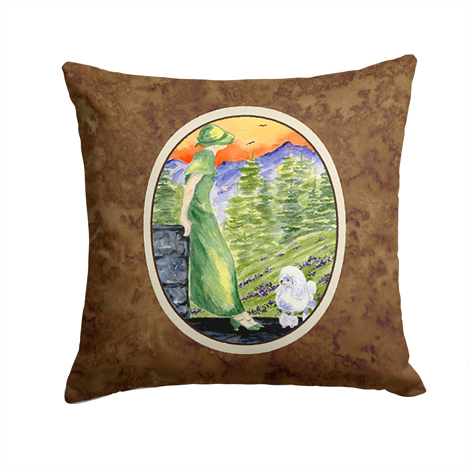 Poodle Decorative Throw Pillow 14x14 Indoor Outdoor Accent Cushion, Fabric Cover with Insert for Sofa, Bed, Porch & Living Room
